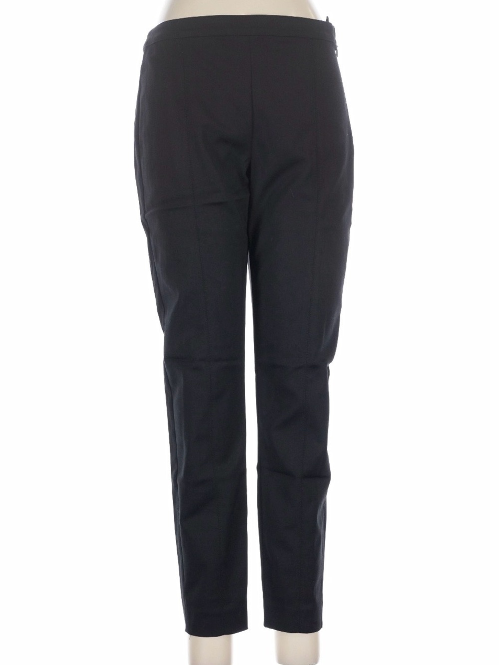 St. John Black Stretch Straight-Leg Tailored Dress Casual Pants Gold Zippers